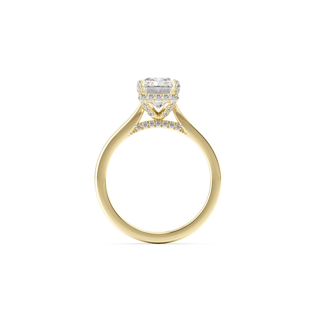 Cathedral Pavé Basket and Bridge Diamond Ring
