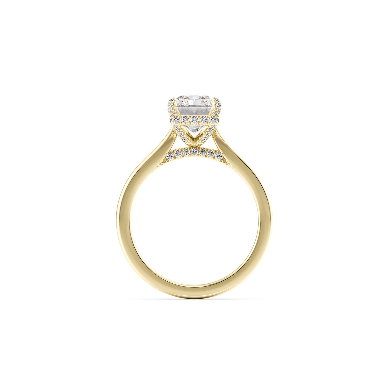 Cathedral Pavé Basket and Bridge Diamond Ring