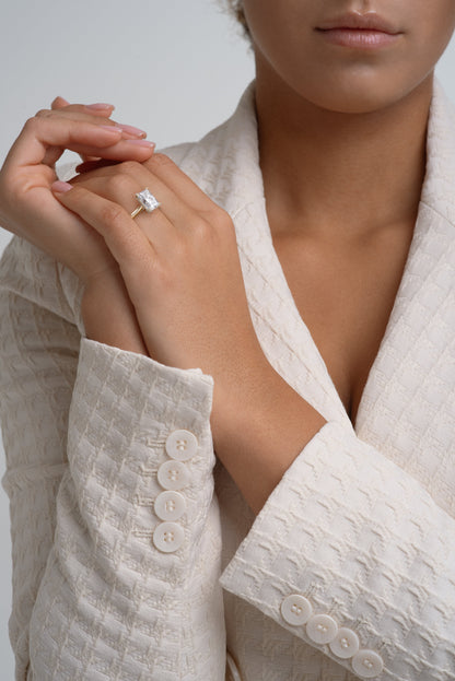 Cathedral Pavé Basket and Bridge Diamond Ring