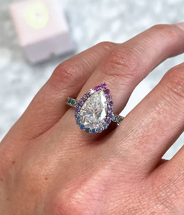 Pastel Halo Diamond Ring Setting