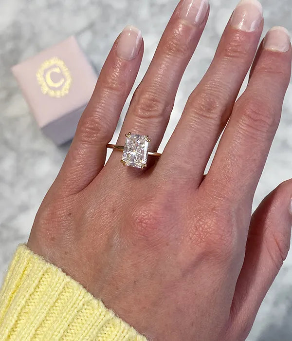 Classic Double Prong Hidden Halo Diamond Ring