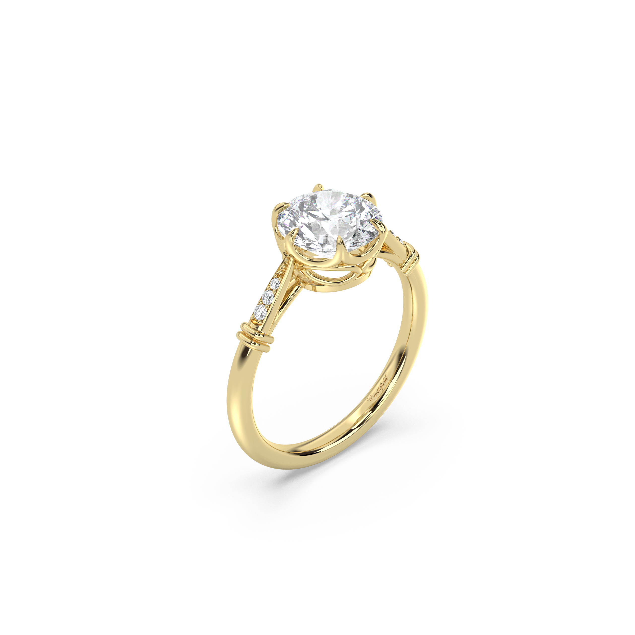 Cathedral Basket Micro Pavé Diamond Ring