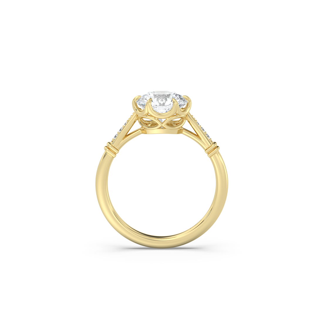 Cathedral Basket Micro Pavé Engagement Ring