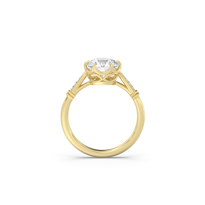 Cathedral Basket Micro Pavé Moissanite Engagement Ring