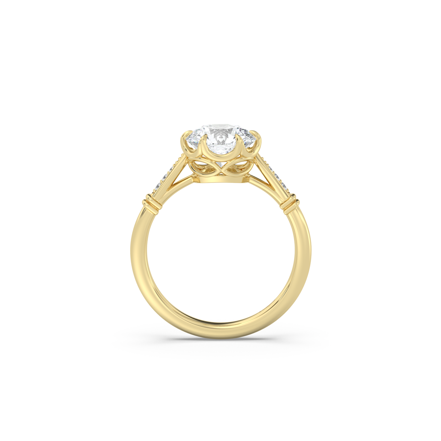 Cathedral Basket Micro Pavé Diamond Ring