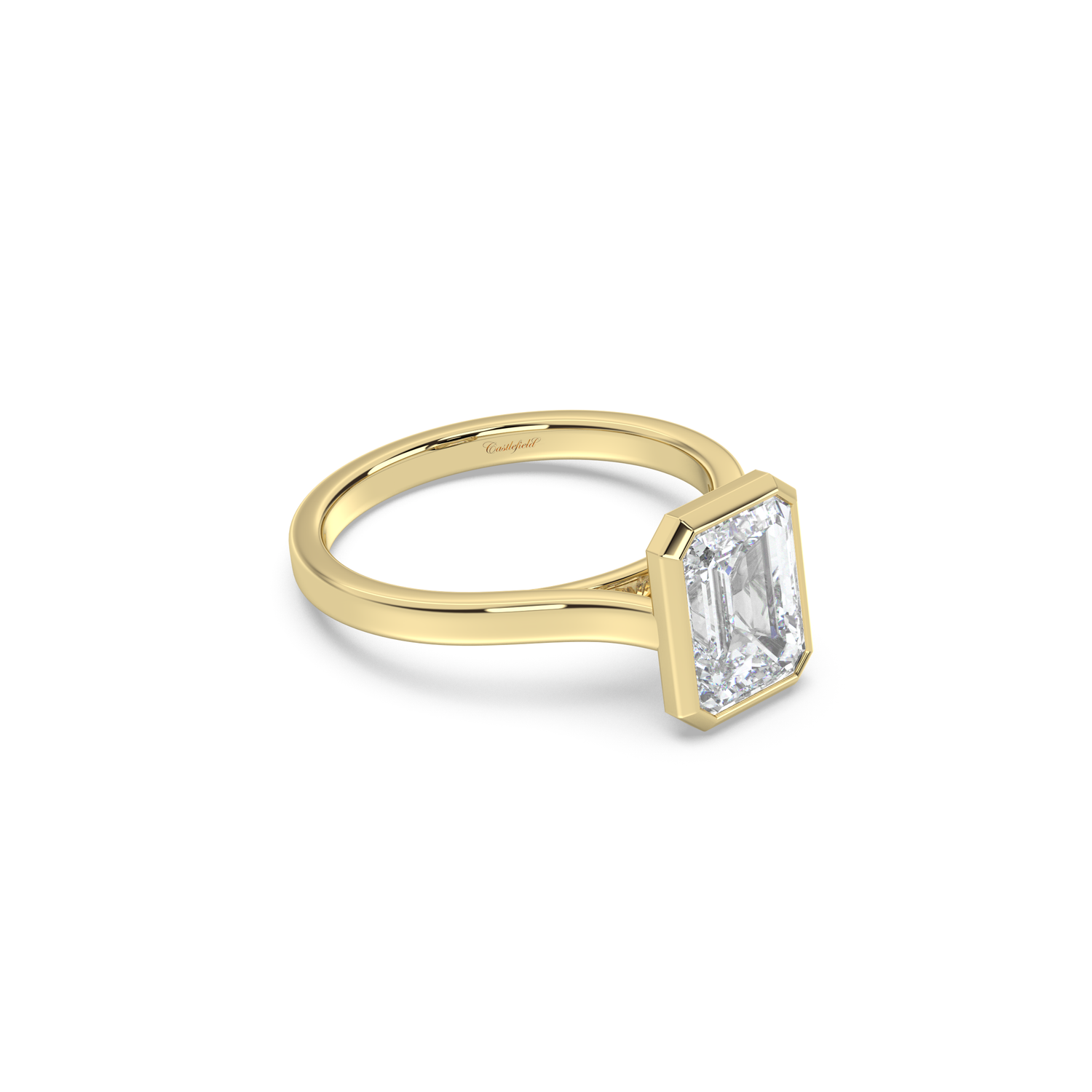 Cathedral Bezel Solitaire Moissanite Engagement Ring