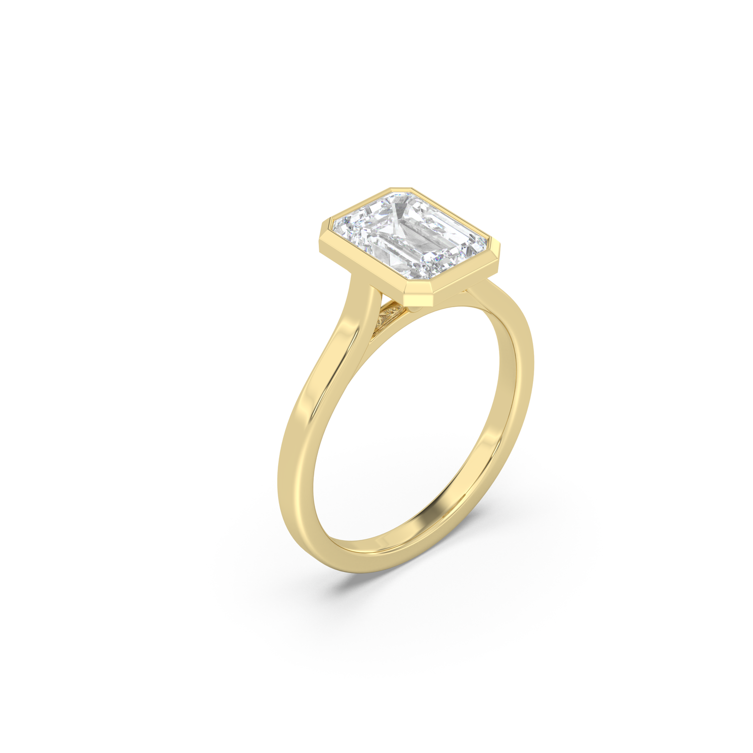 Cathedral Bezel Solitaire Moissanite Engagement Ring