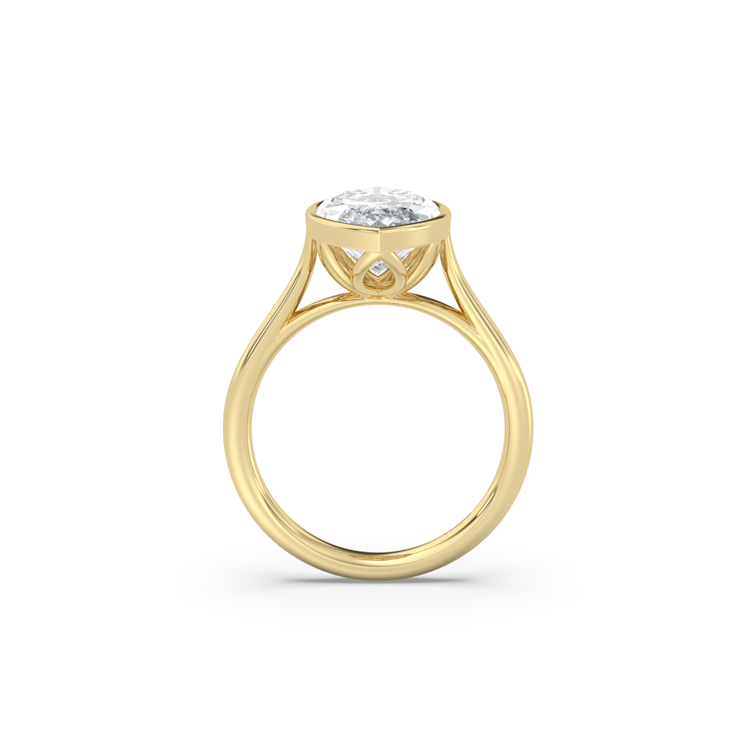 Cathedral Bezel Solitaire with Petals Diamond Ring