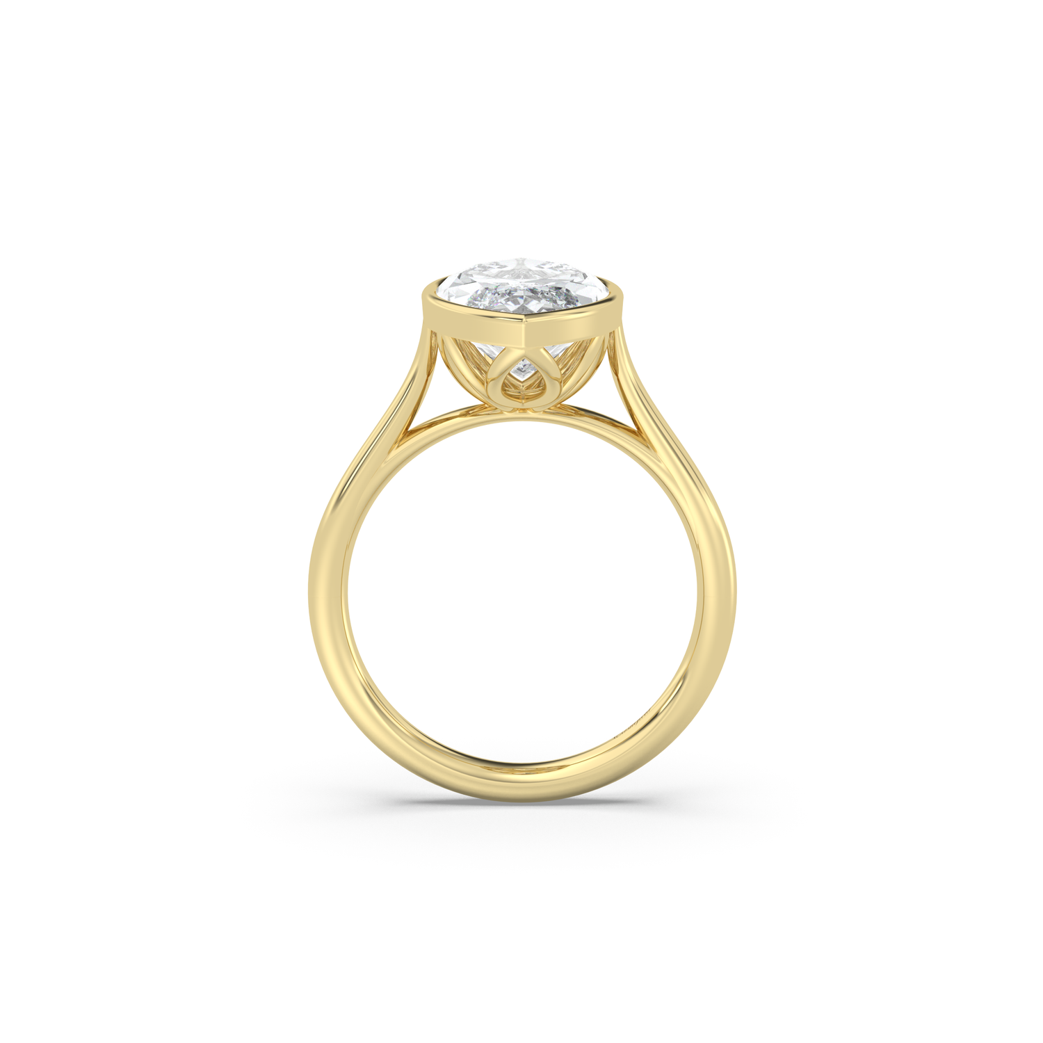 Cathedral Bezel Solitaire with Petals Diamond Ring