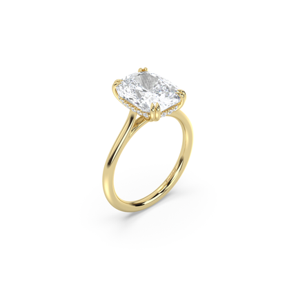 Cathedral Double Prong Hidden Halo Engagement Ring