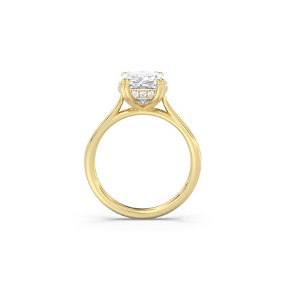 Cathedral Double Prong Hidden Halo Engagement Ring