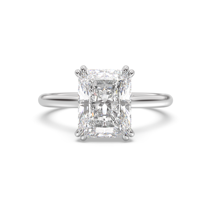 Cathedral Double Prong Hidden Halo Engagement Ring