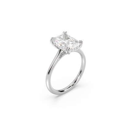 Cathedral Double Prong Hidden Halo Engagement Ring