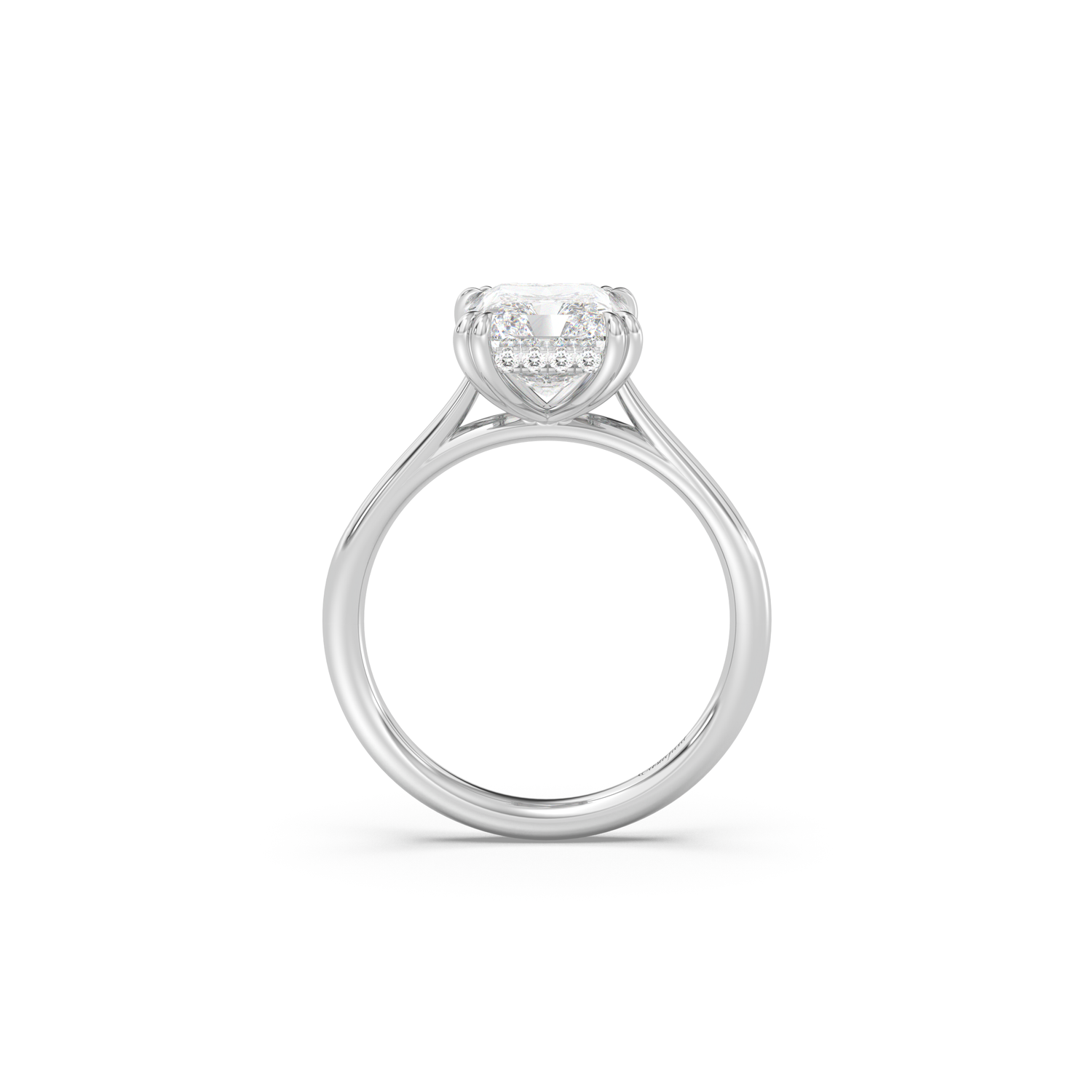 Cathedral Double Prong Hidden Halo Diamond Ring