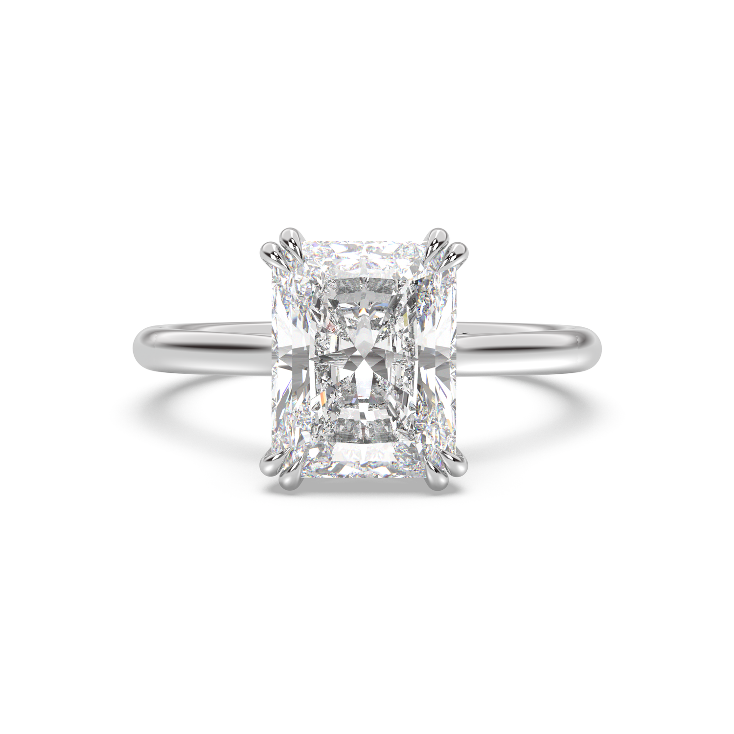 Cathedral Double Prong Hidden Halo Diamond Ring