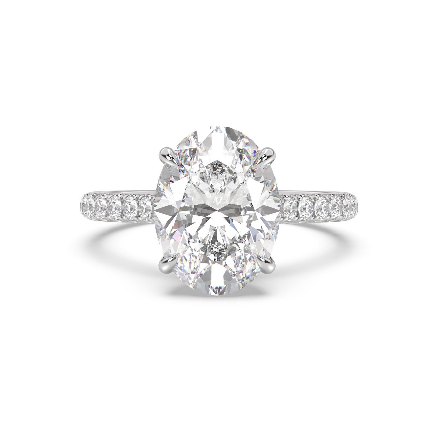 Cathedral Hidden Halo and Pavé Band Engagement Ring