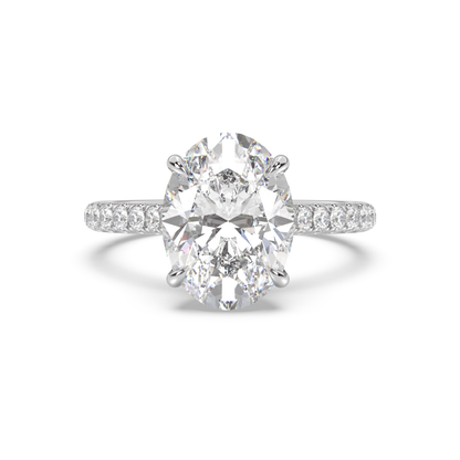 Cathedral Hidden Halo and Pavé Band Engagement Ring