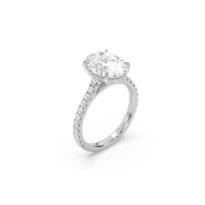 Cathedral Hidden Halo and Pavé Band Engagement Ring