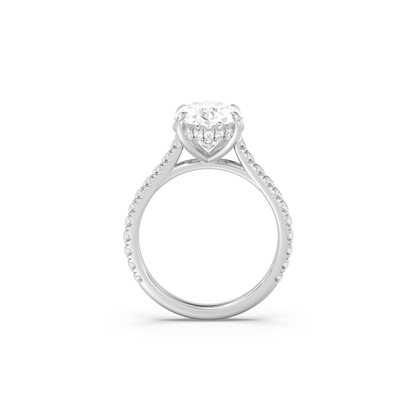 Cathedral Hidden Halo and Pavé Band Engagement Ring