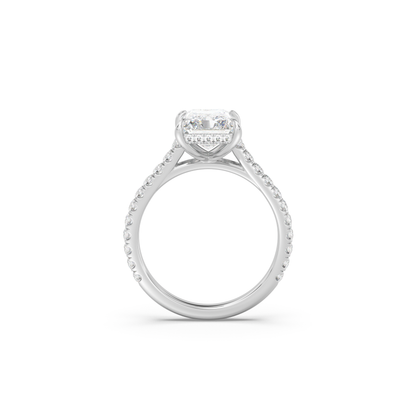 Cathedral Hidden Halo and Pavé Band Engagement Ring
