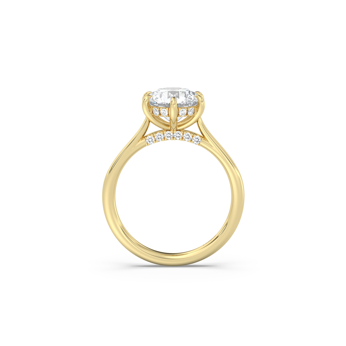 Cathedral 6-Prong Hidden Halo and Pavé Bridge Engagement Ring
