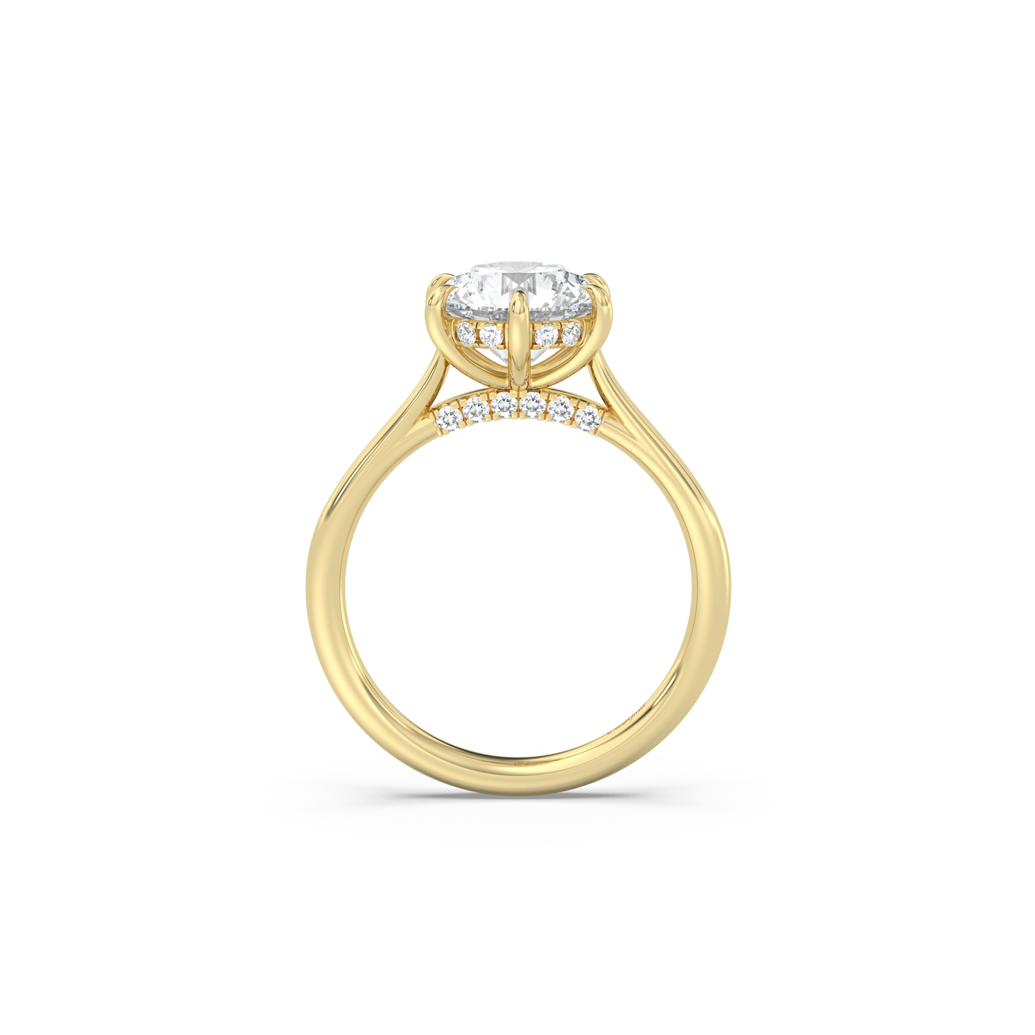 Cathedral 6-Prong Hidden Halo and Pavé Bridge Diamond Ring