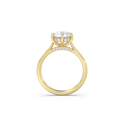 Cathedral 6-Prong Hidden Halo and Pavé Bridge Diamond Ring