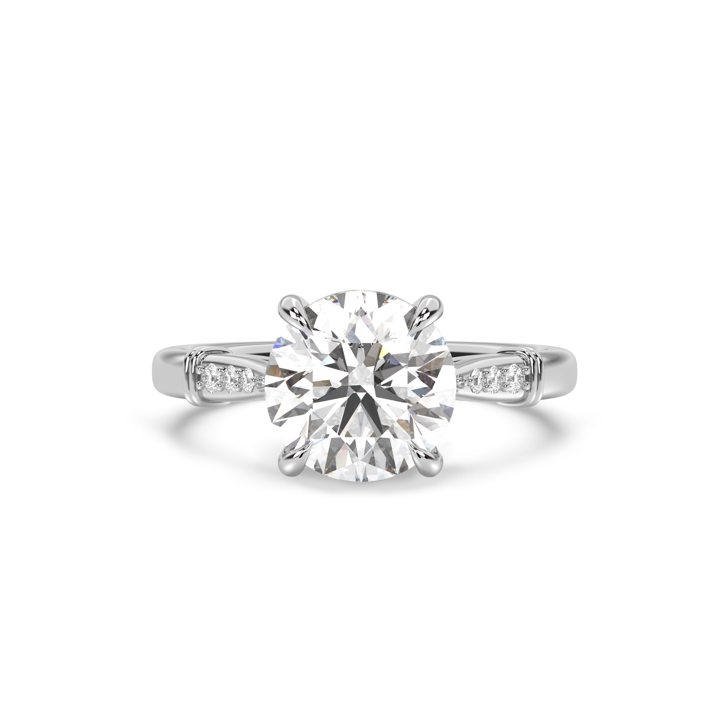 Cathedral Micro Pavé Moissanite Engagement Ring