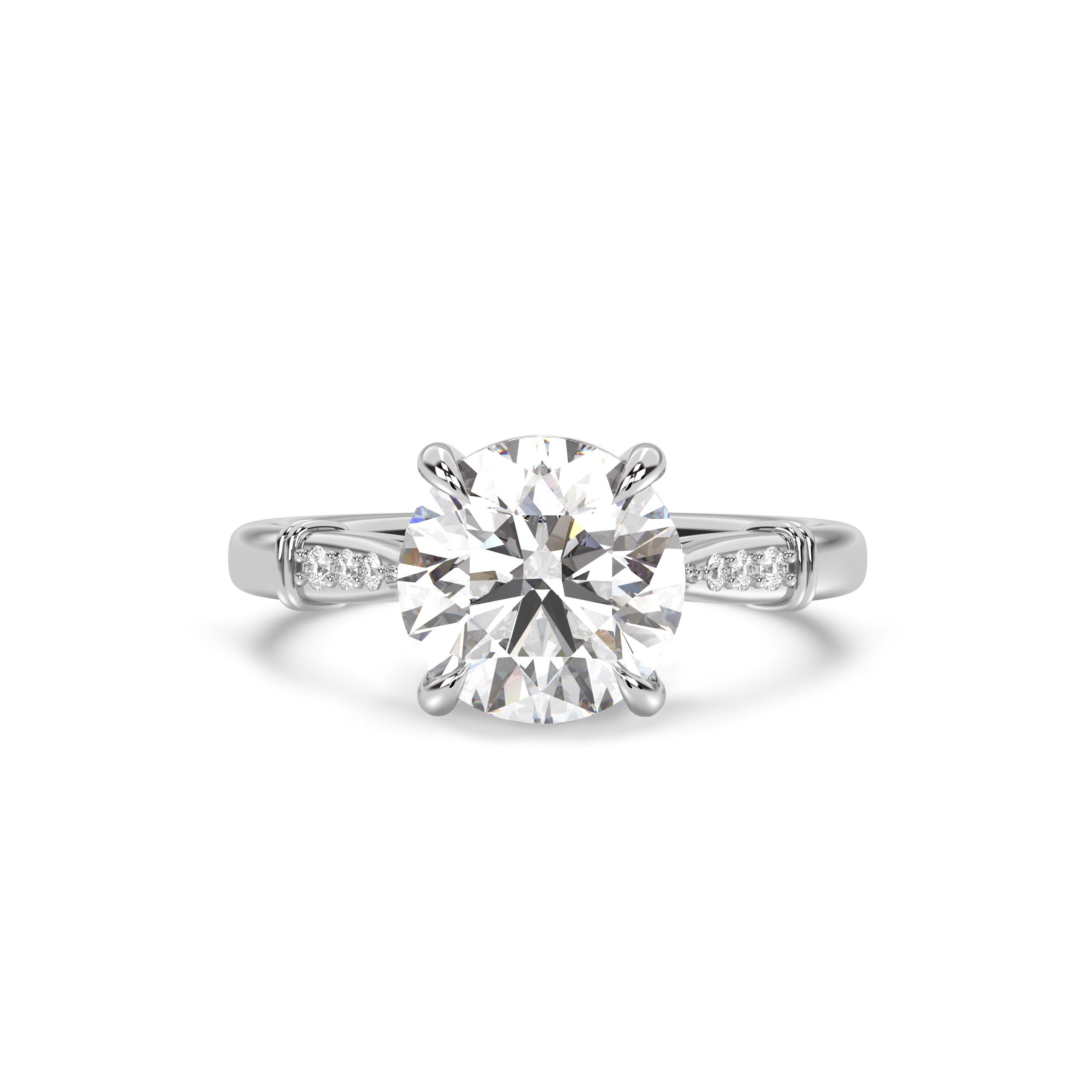 Cathedral Micro Pavé Moissanite Engagement Ring
