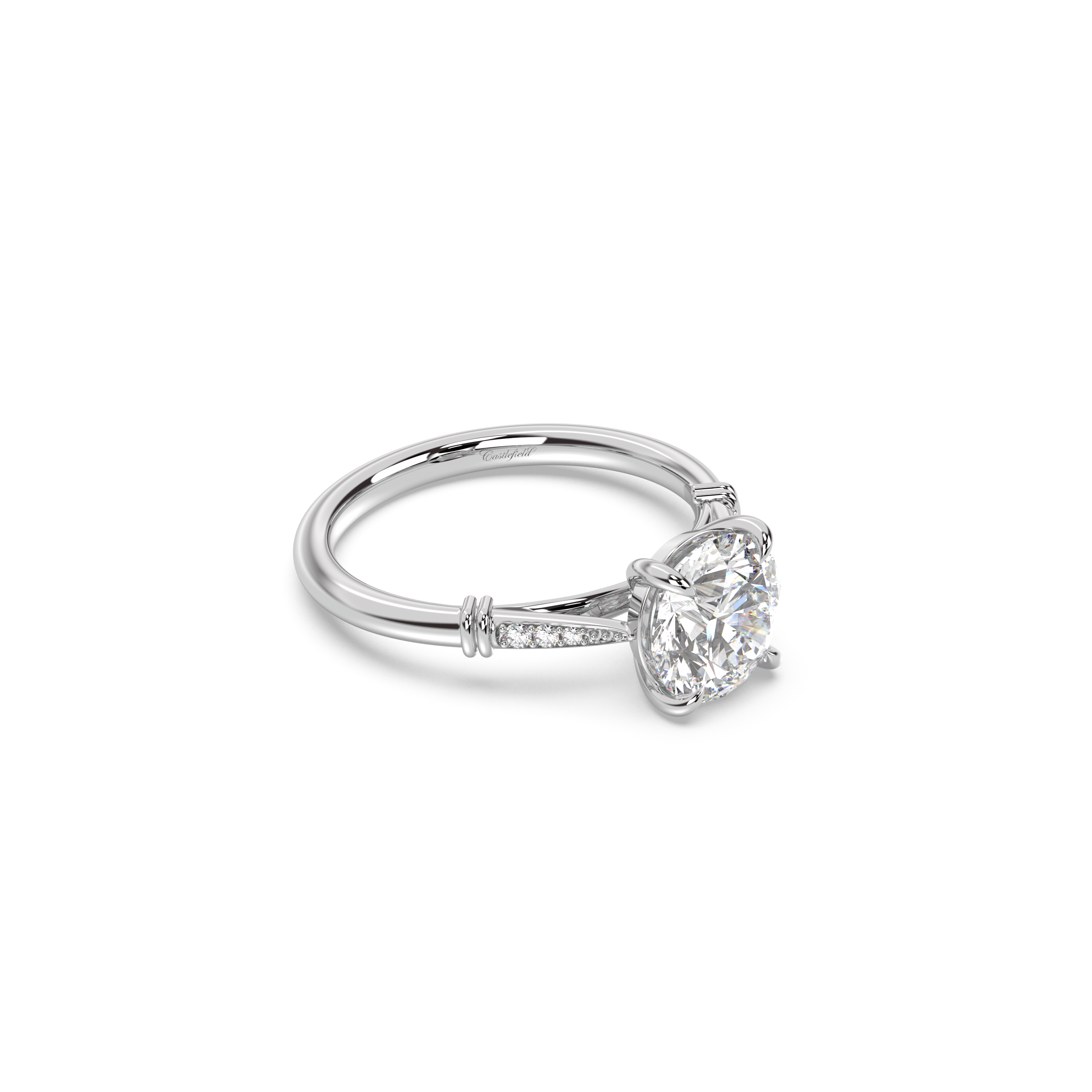 Cathedral Micro Pavé Moissanite Engagement Ring