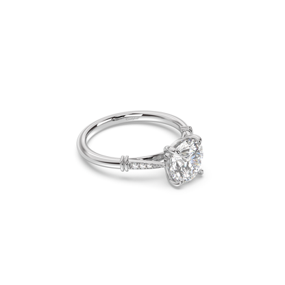 Cathedral Micro Pavé Moissanite Engagement Ring