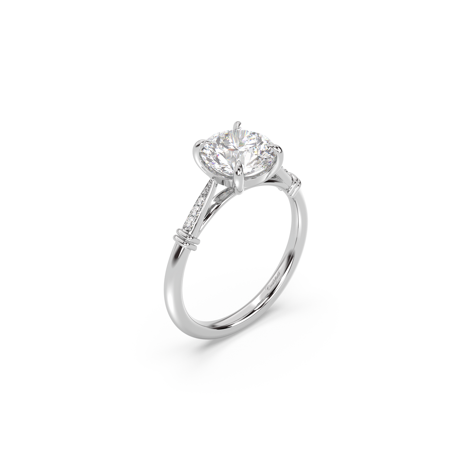 Cathedral Micro Pavé Moissanite Engagement Ring
