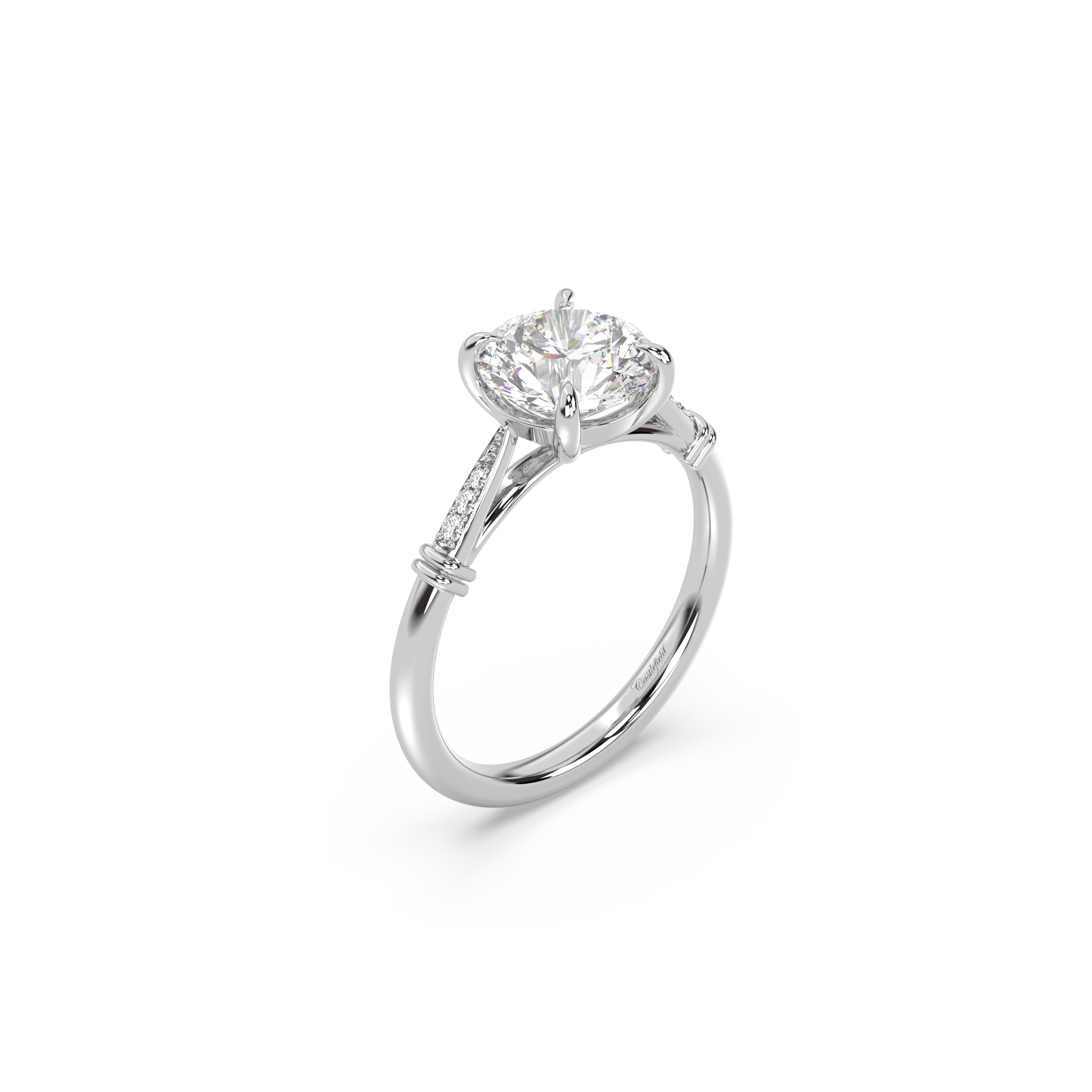 Cathedral Micro Pavé Moissanite Engagement Ring
