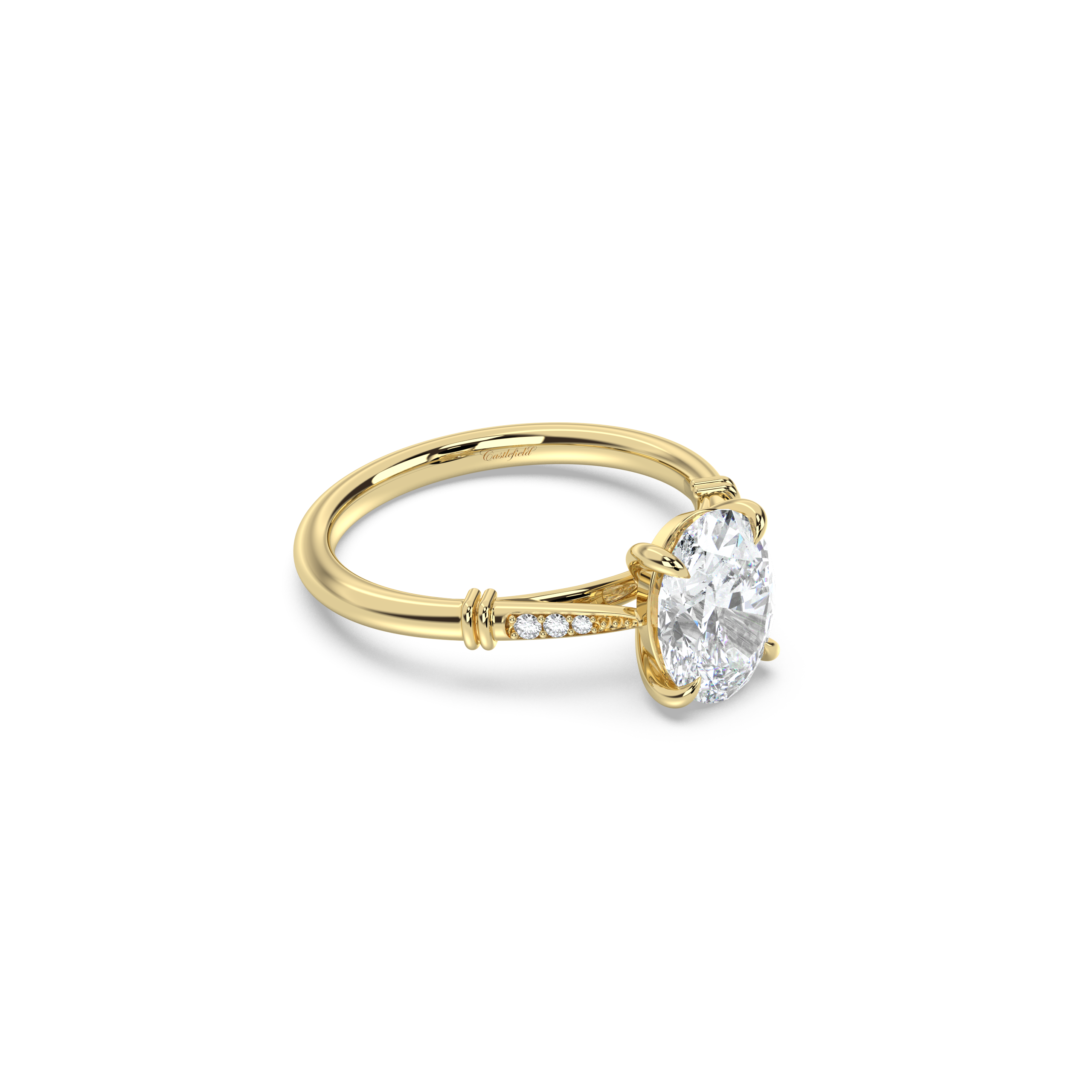 Cathedral Micro Pavé Moissanite Engagement Ring