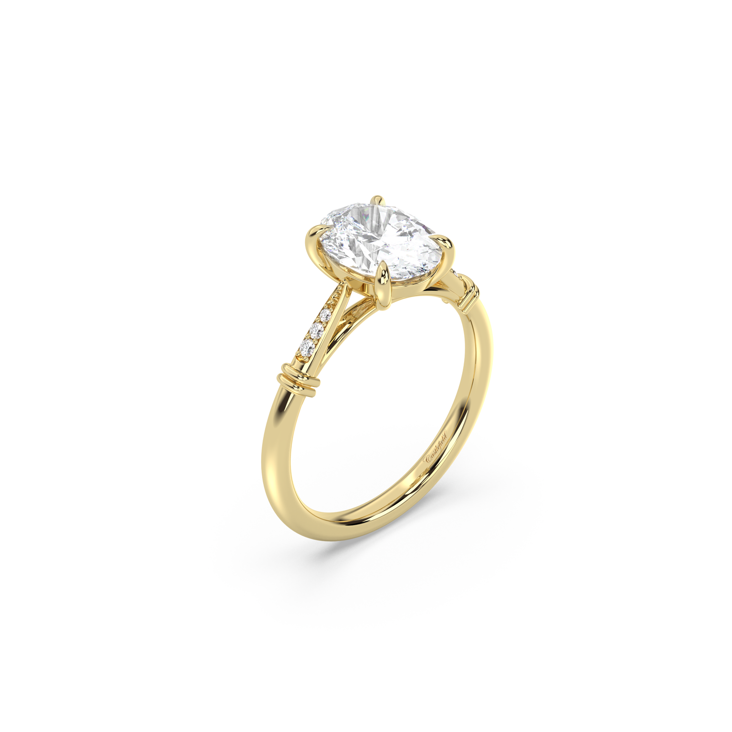 Cathedral Micro Pavé Moissanite Engagement Ring