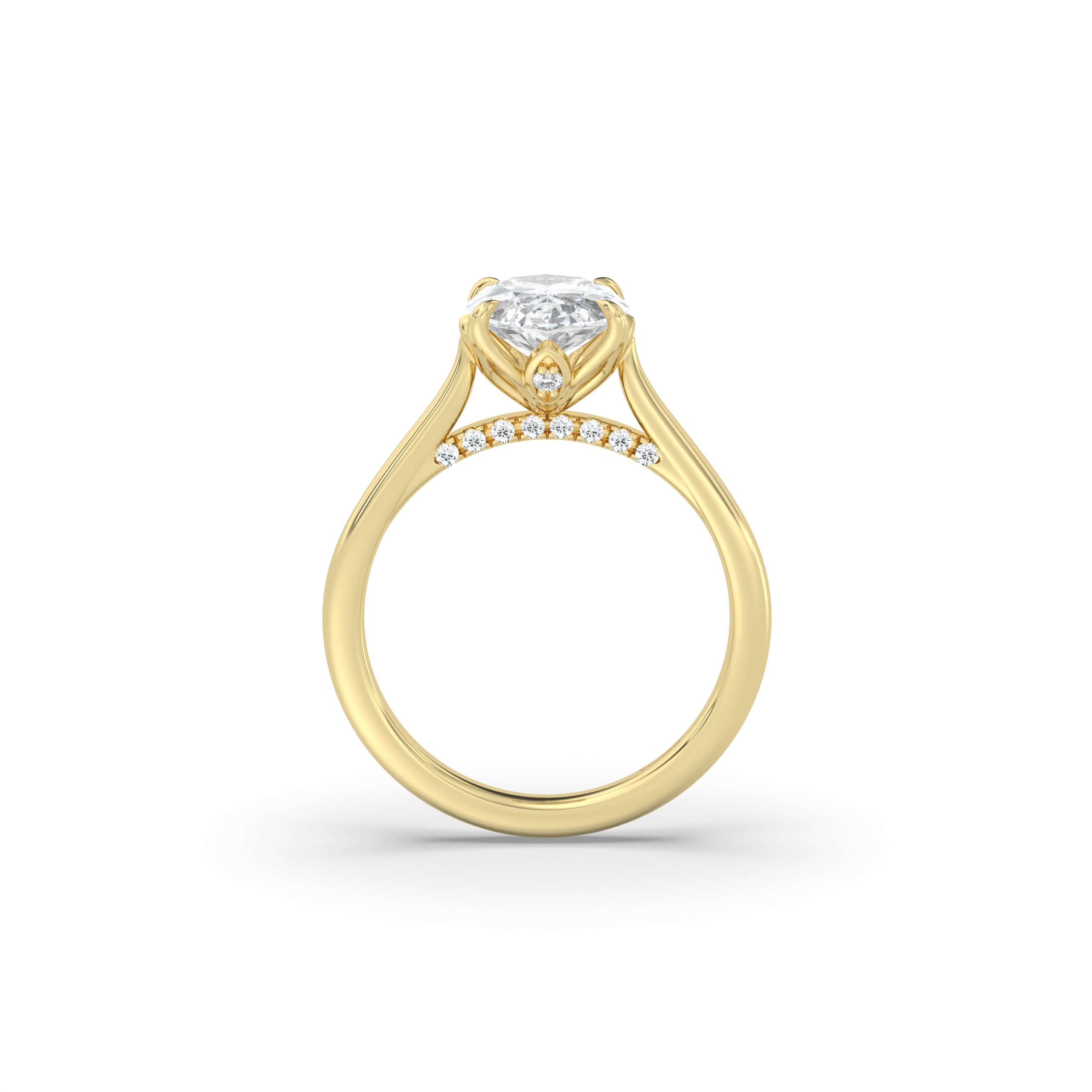 Signature Cathedral Petal and Pavé Bridge Engagement Ring
