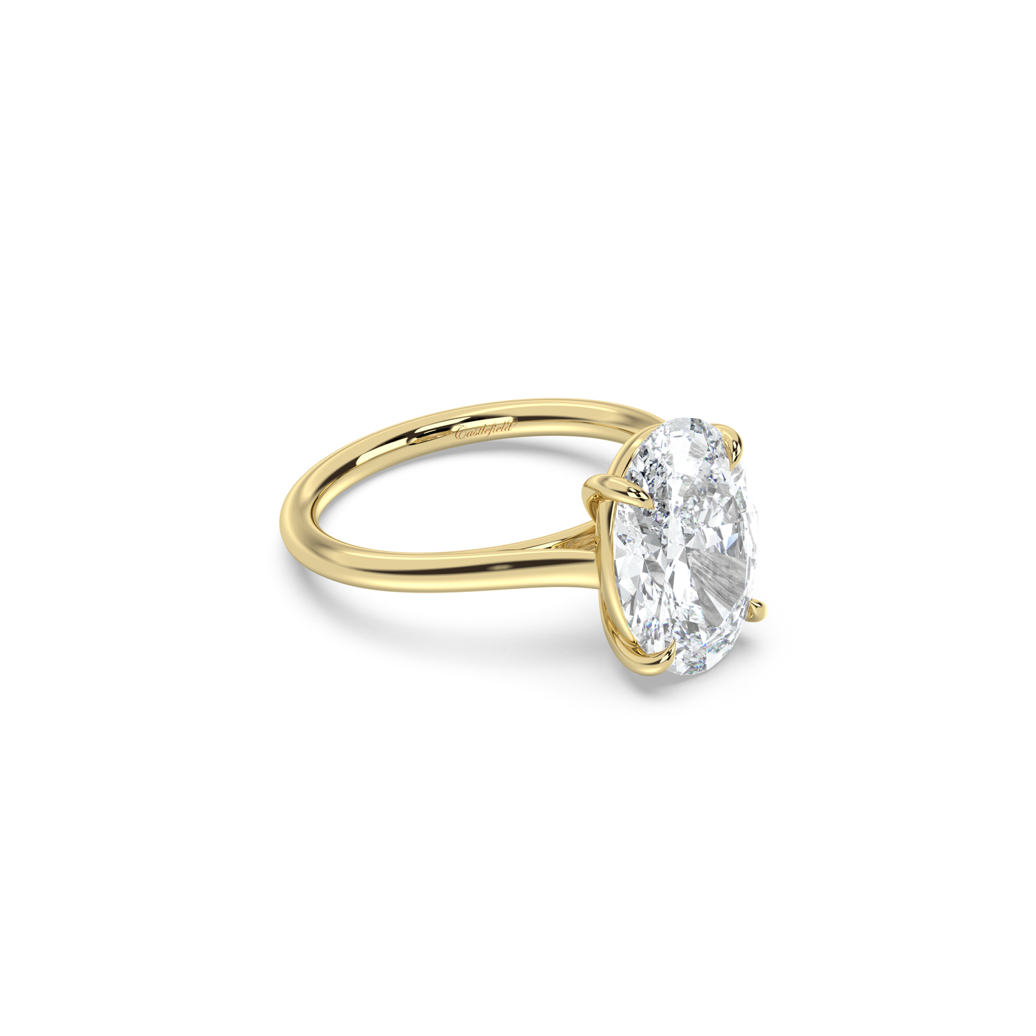 Cathedral Solitaire Moissanite Engagement Ring