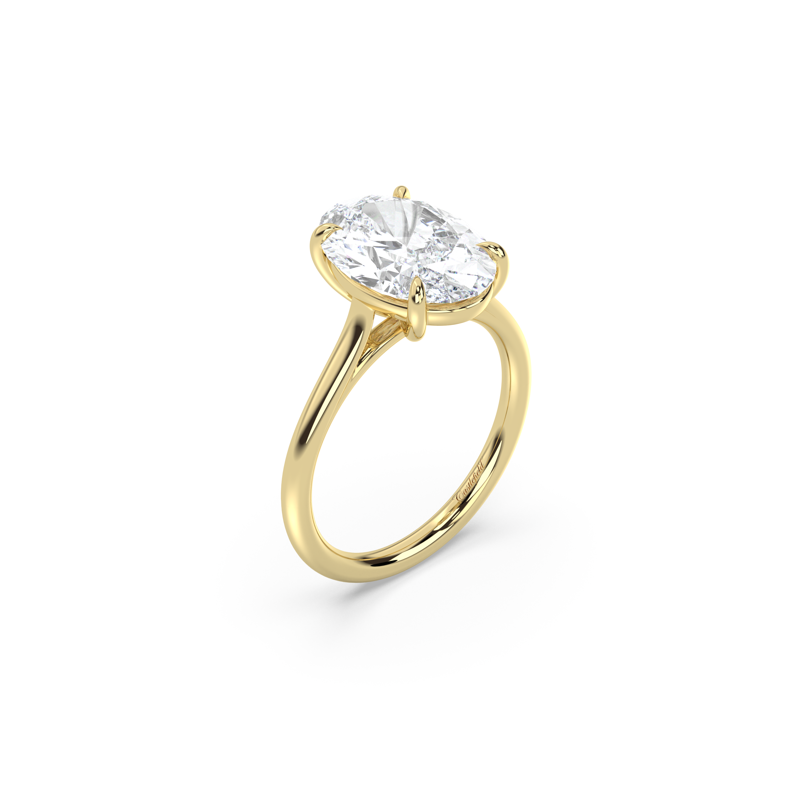 Cathedral Solitaire Moissanite Engagement Ring