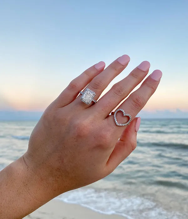 Classic Halo and Pavé Band Diamond Ring Setting