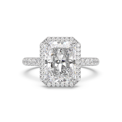 Classic Halo and Pavé Band Diamond Ring Setting