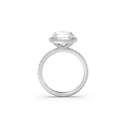 Classic Halo and Pavé Band Diamond Ring Setting