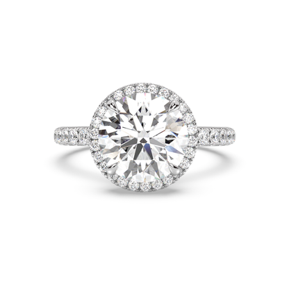 Classic Halo and Pavé Band Diamond Ring Setting