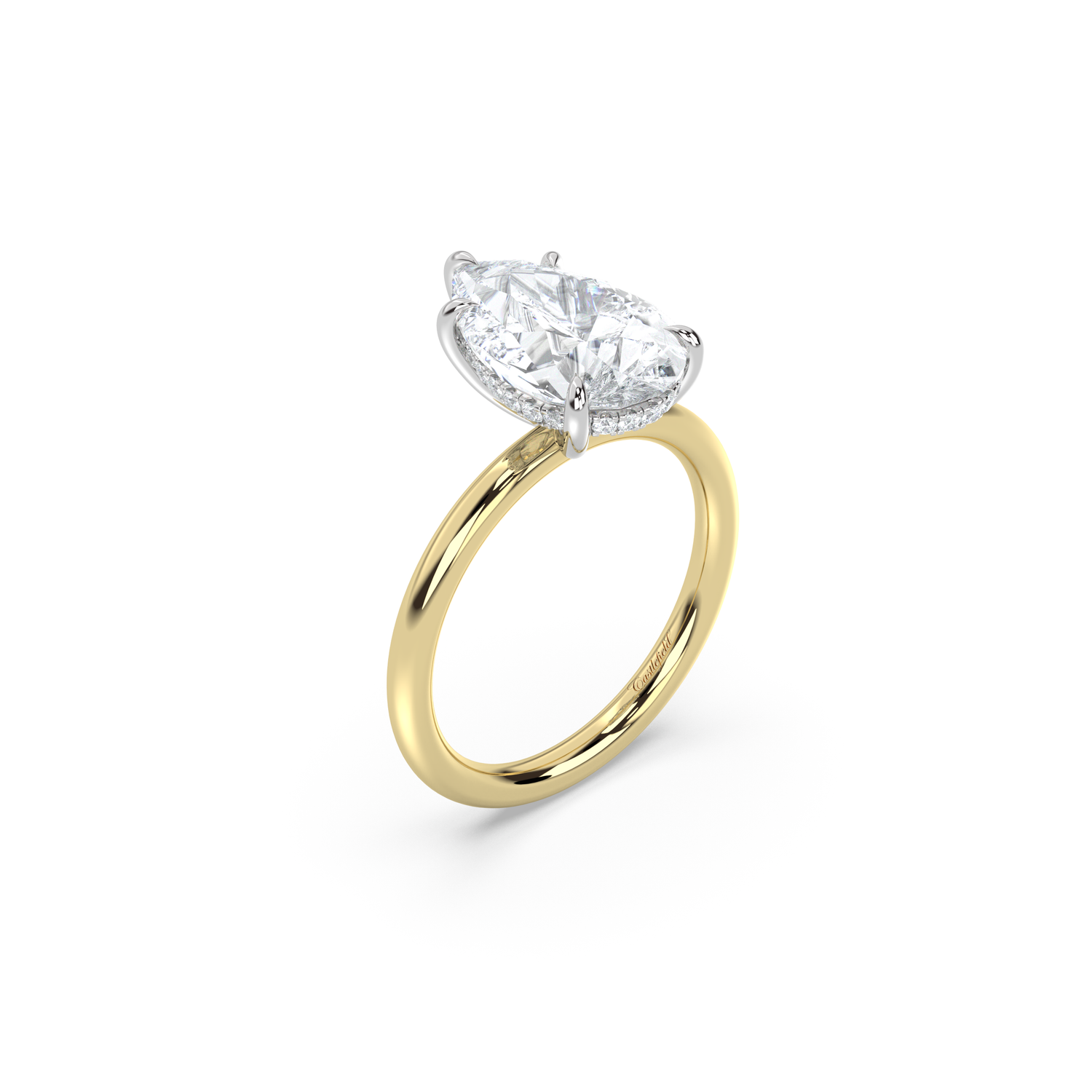 Classic Two-Tone Hidden Halo Moissanite Engagement Ring