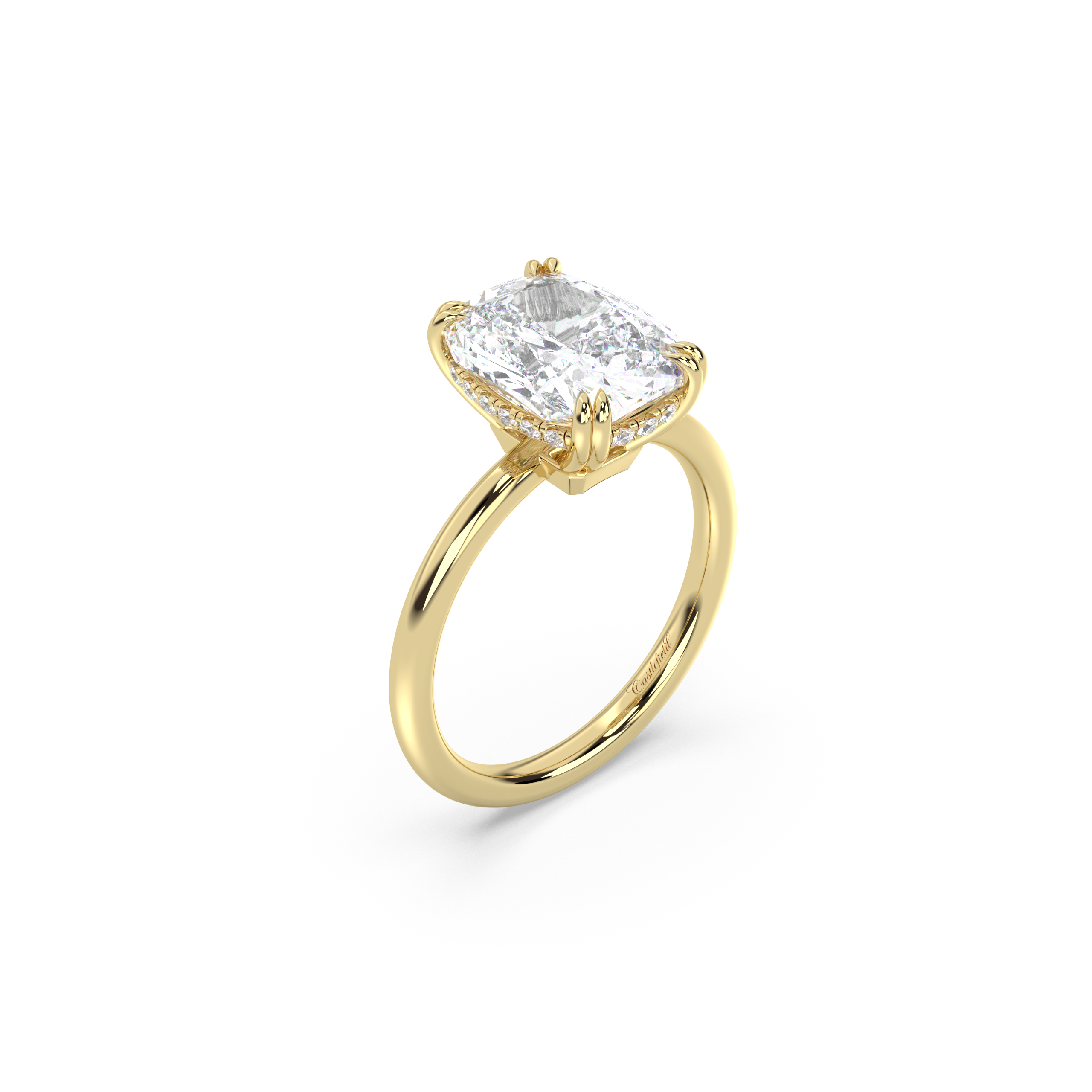 Double Prong Hidden Halo Basket Diamond Ring