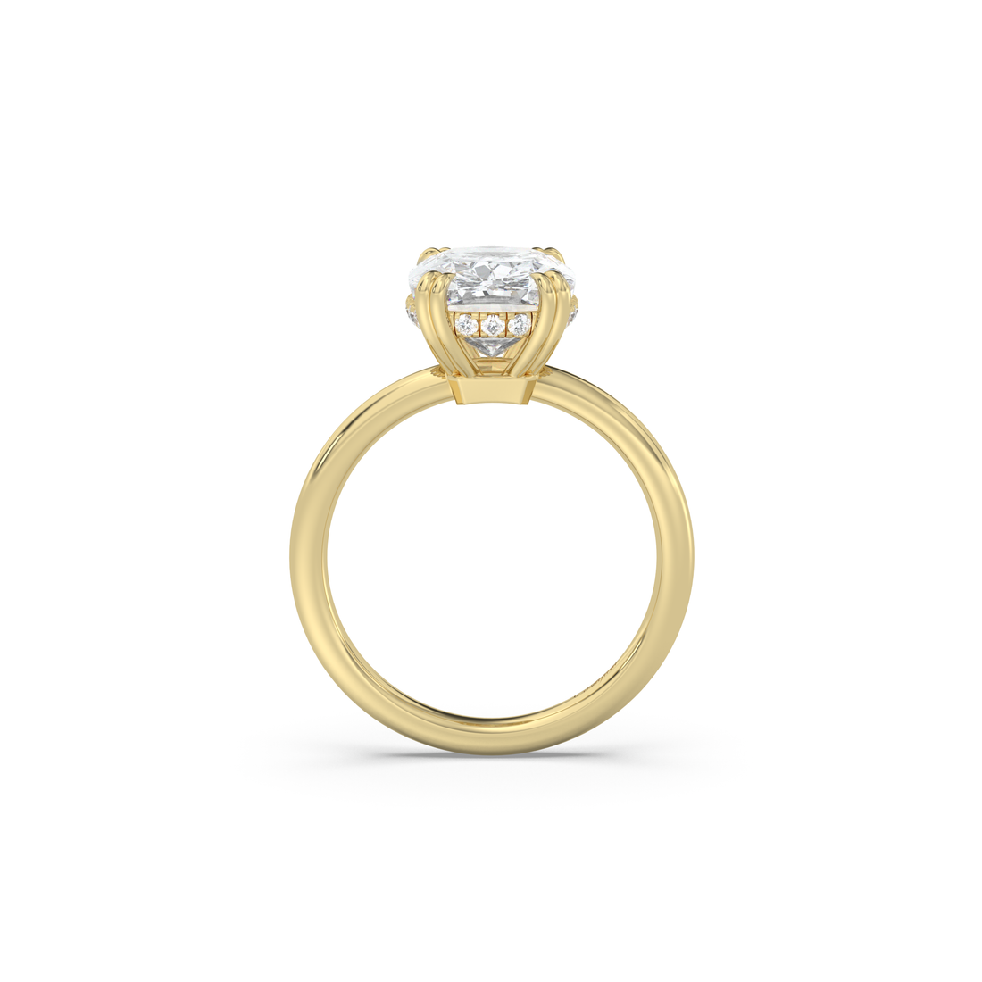 Double Prong Hidden Halo Basket Diamond Ring