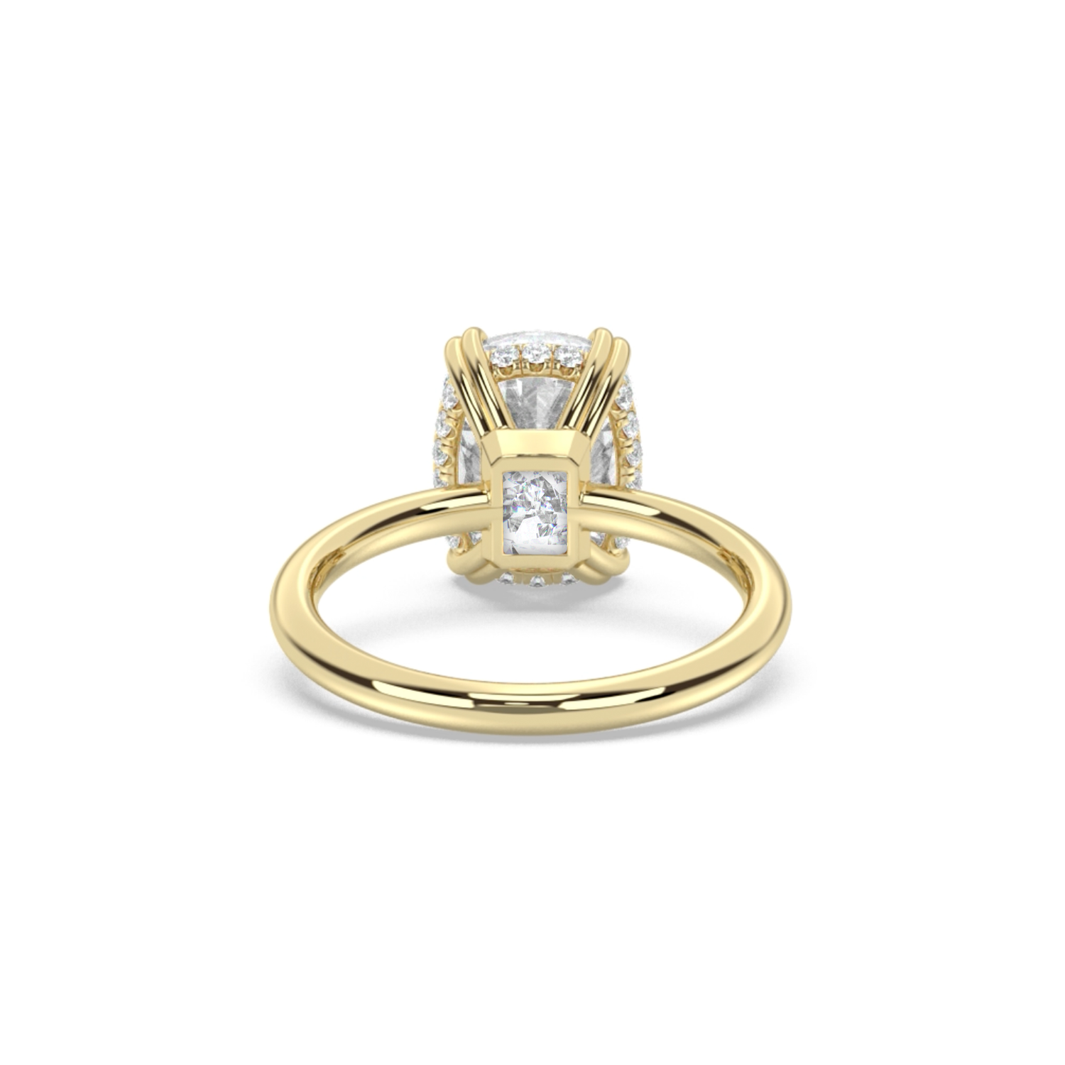 Double Prong Hidden Halo Basket Engagement Ring