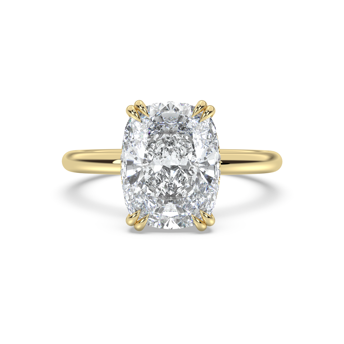 Double Prong Hidden Halo Basket Engagement Ring