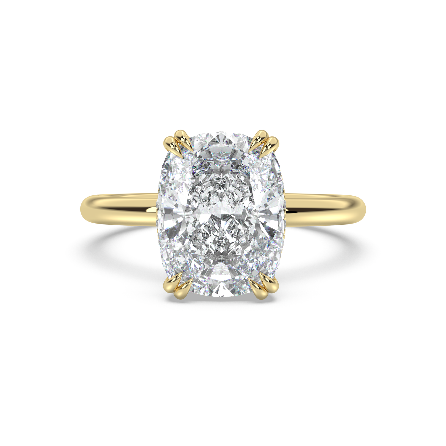 Double Prong Hidden Halo Basket Engagement Ring