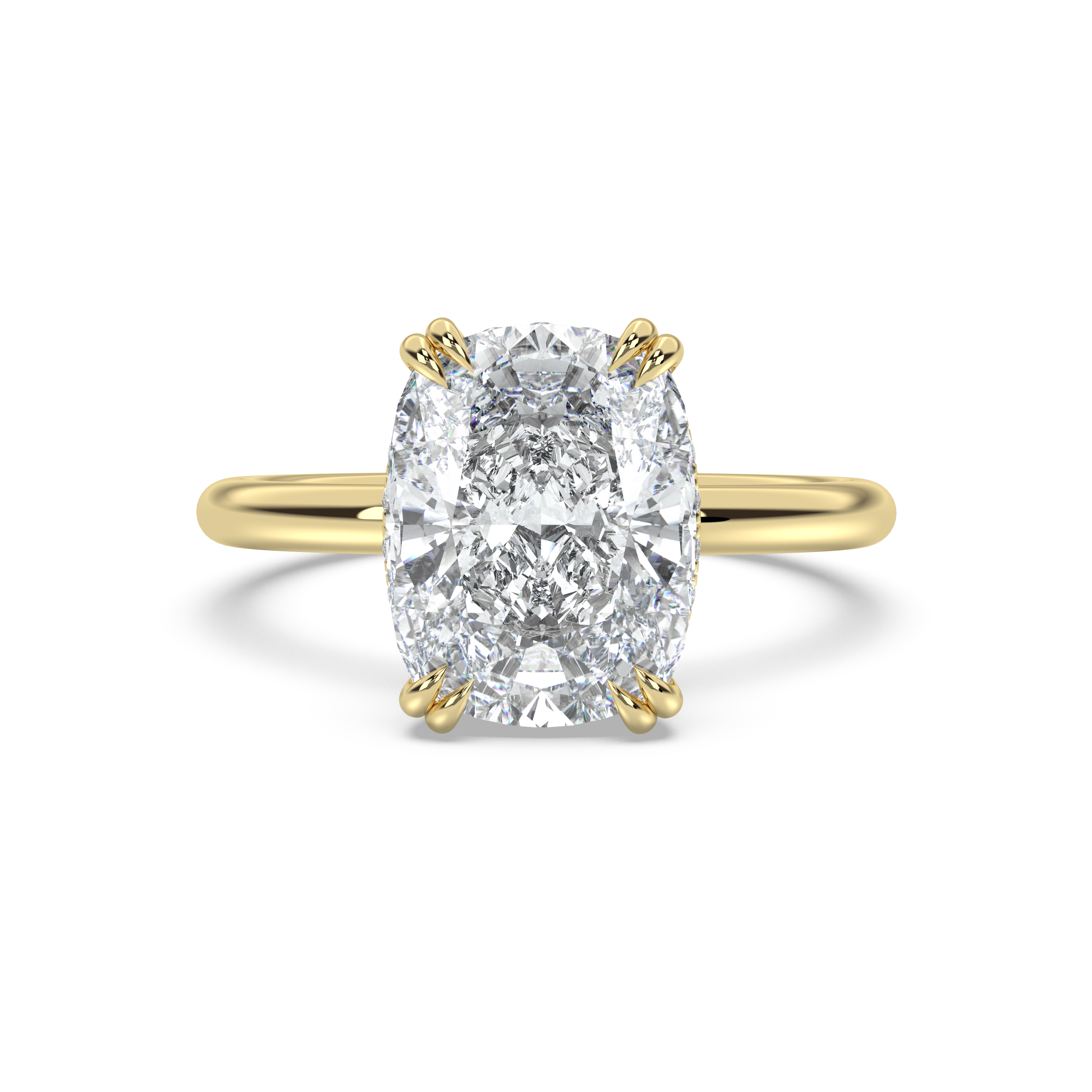 Double Prong Hidden Halo Basket Engagement Ring