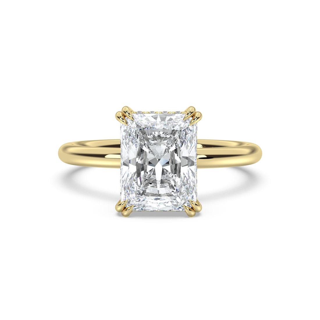 Classic Double Prong Hidden Halo Engagement Ring